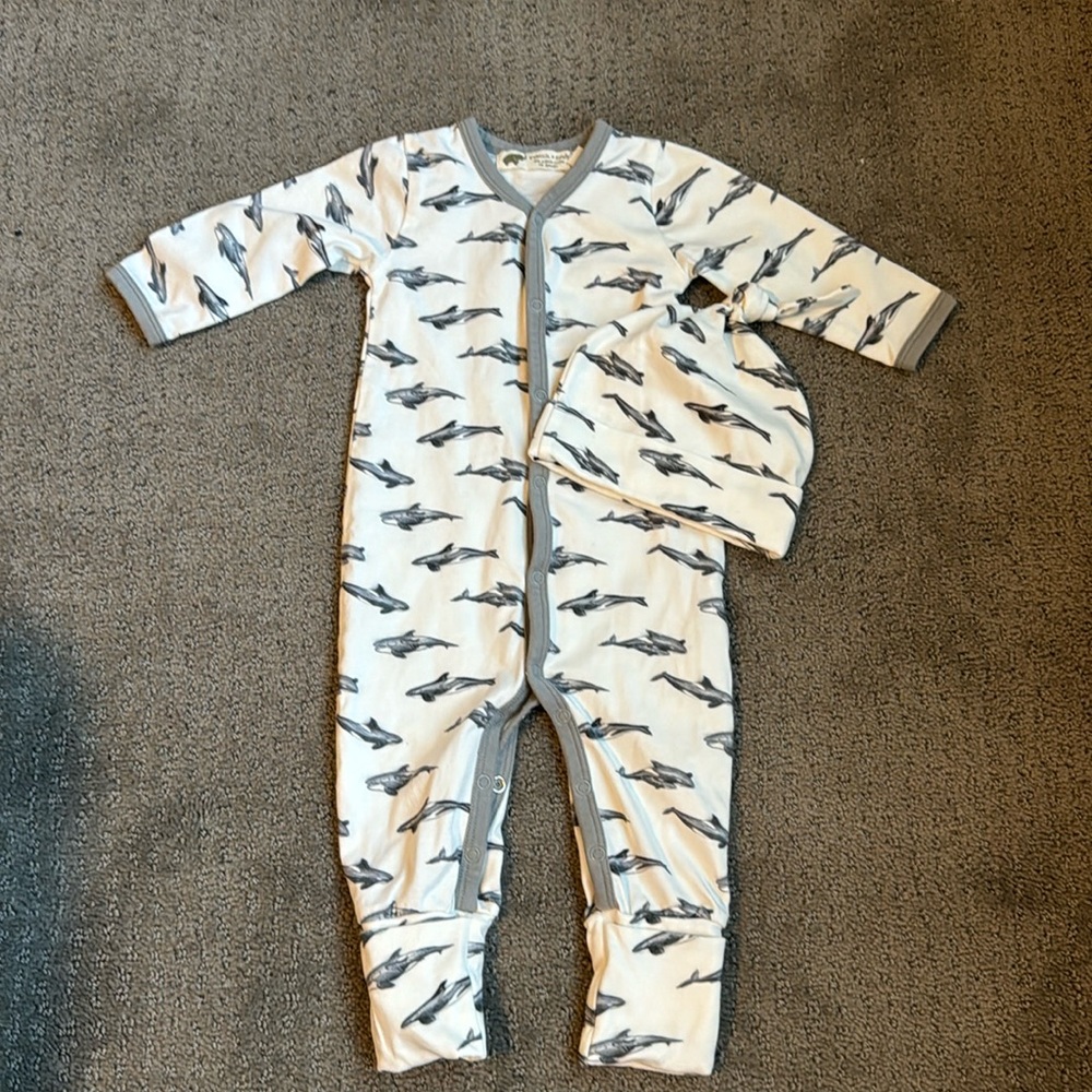 Monica and Andy one piece and hat 3-6 month